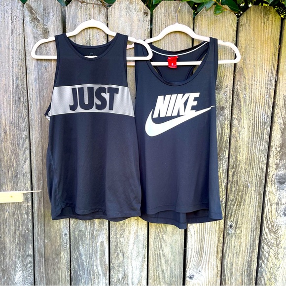 TWO Nike Women's Tanktops -1 Dri Fit Tank and 1 Cotton Racerback- Medium - Picture 1 of 10